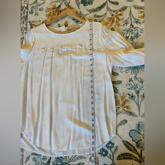 LOFT White Blouse with Lace Detail - Picture 12 of 13